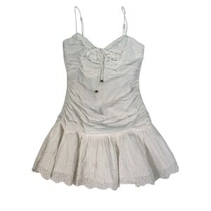 One and Only Collective White Eyelet Ruffle Mini Dress Women's Small Summer Boho